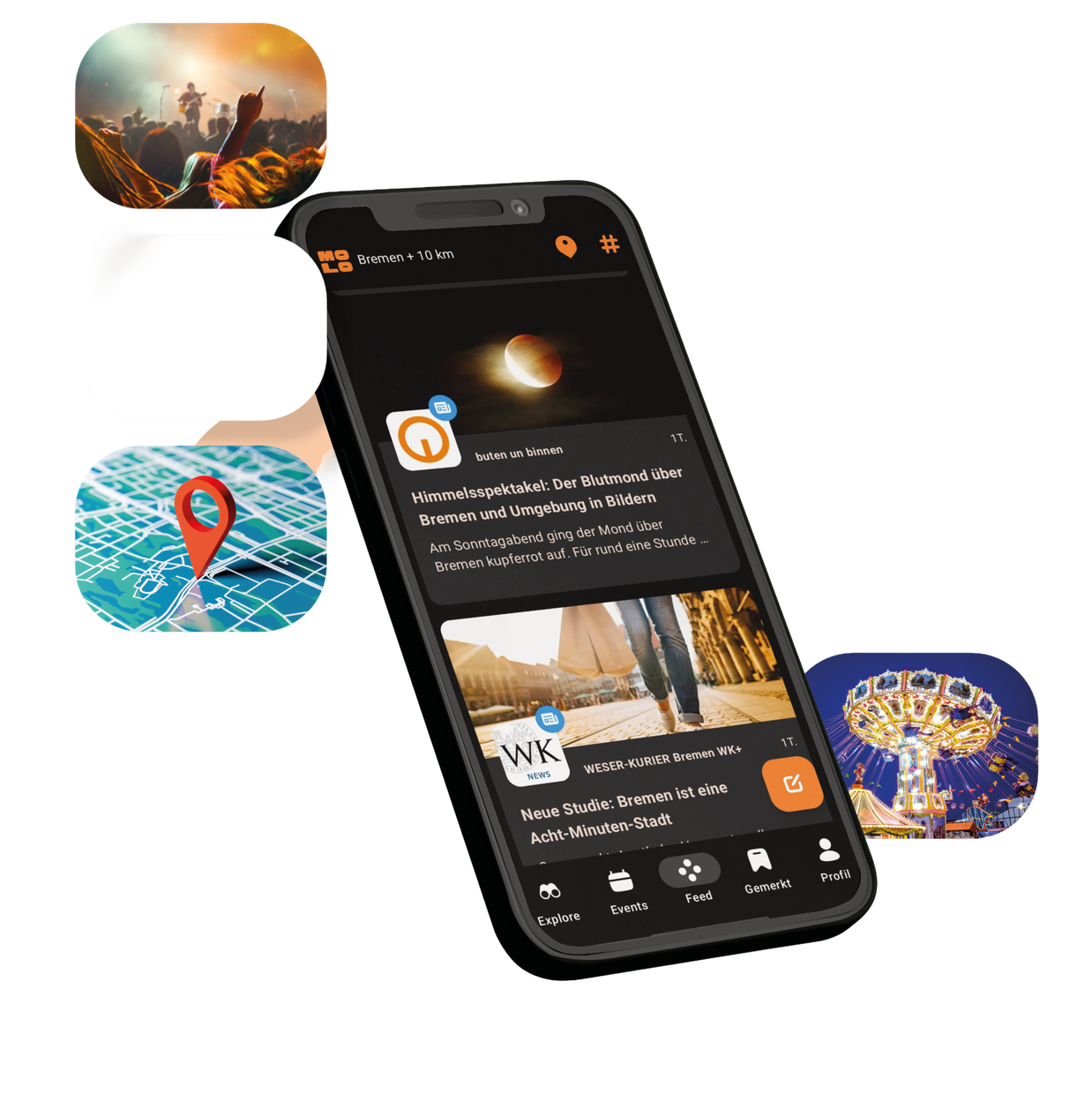 molo App auf dem Smartphone mit lokalen Inhalten